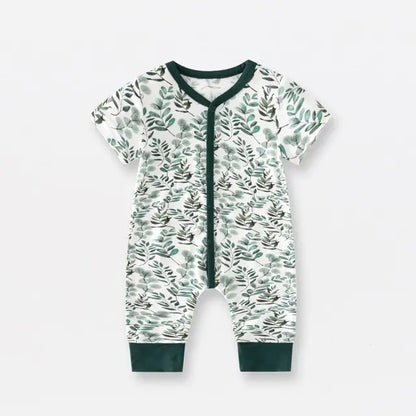 Bamboo Fiber Baby Zippered Romper dark gree white 3-6M 66cm