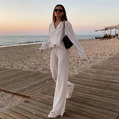 Two Piece Long Sleeve Suit White S