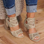 Vintage Hollow Out Sandals light beige 38