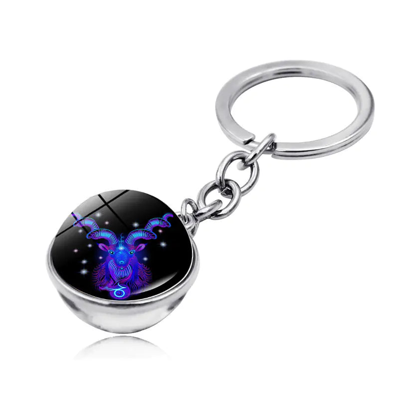 Zodiac Gemstone Double-Sided Glass Keychain - Capricorn - keychain