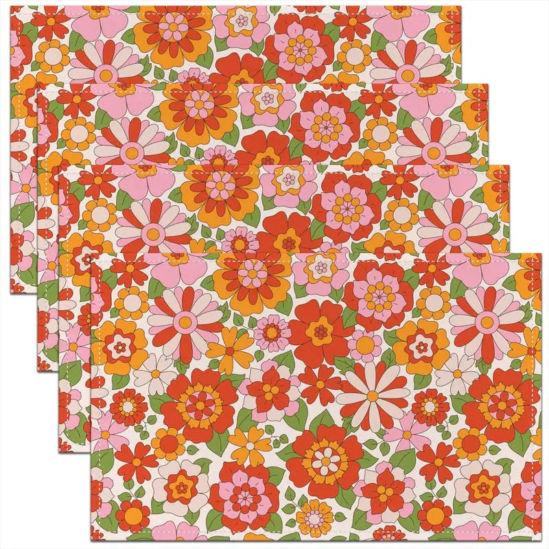 Vintage Floral jejeloiu Placemat Set - Multi 28 12x18 Inches - placemat