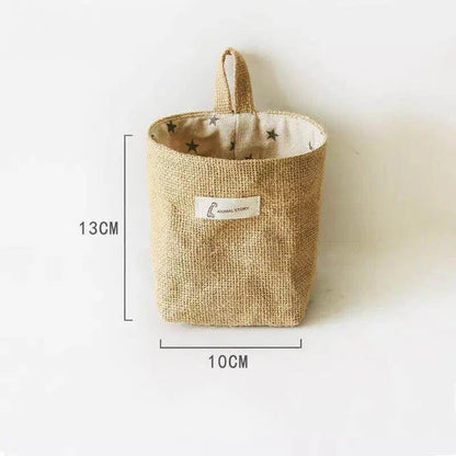 Cotton Linen Storage Basket Hanging Pocket Jute Bag Kia Day Design