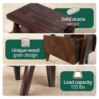 Rum Handcrafted Solid Wood Nightstand - - Nightstand