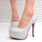 Spring European Star Style Rhinestone High Heels - Silver 36 - heels