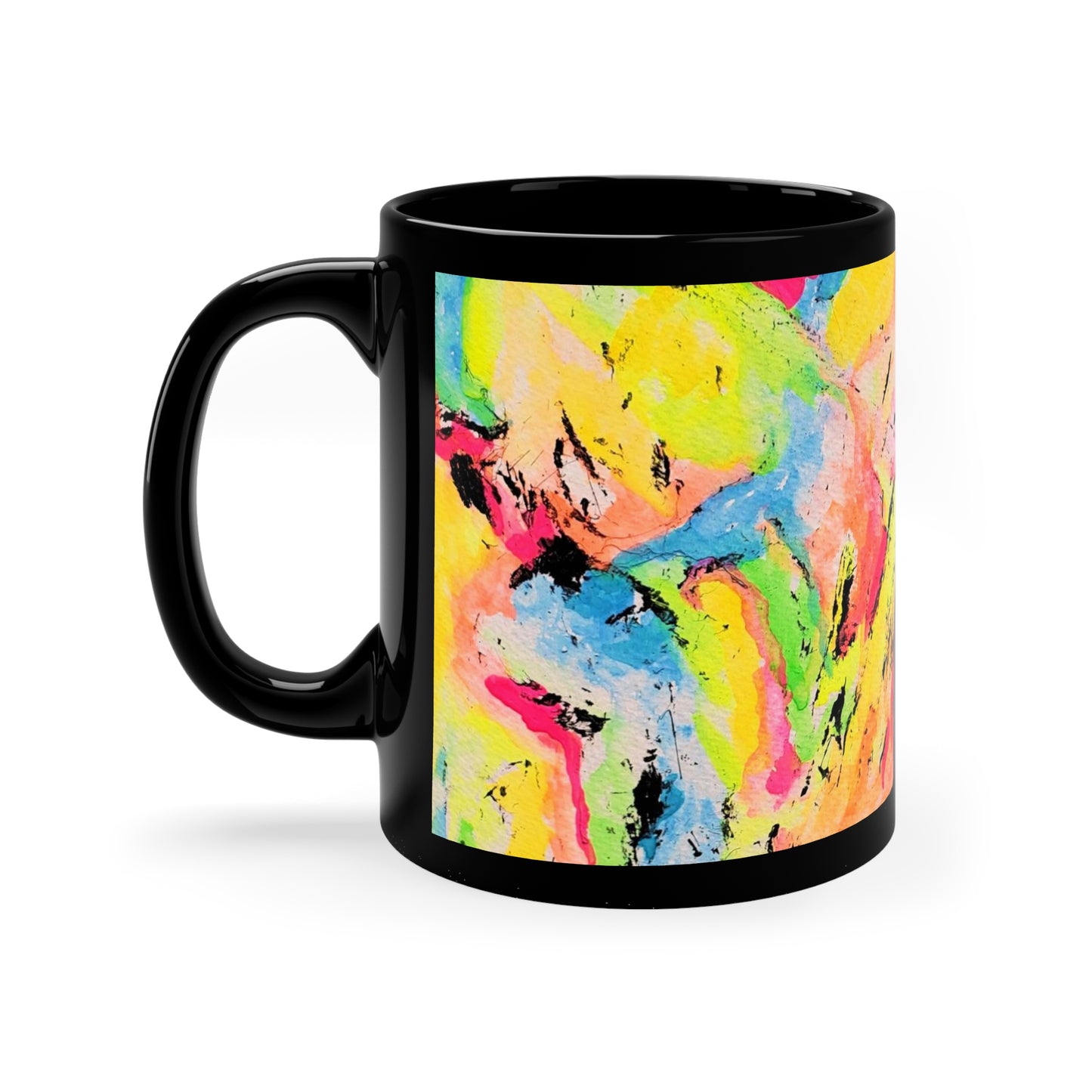 Neon Fire Black Coffee Mug, 11oz