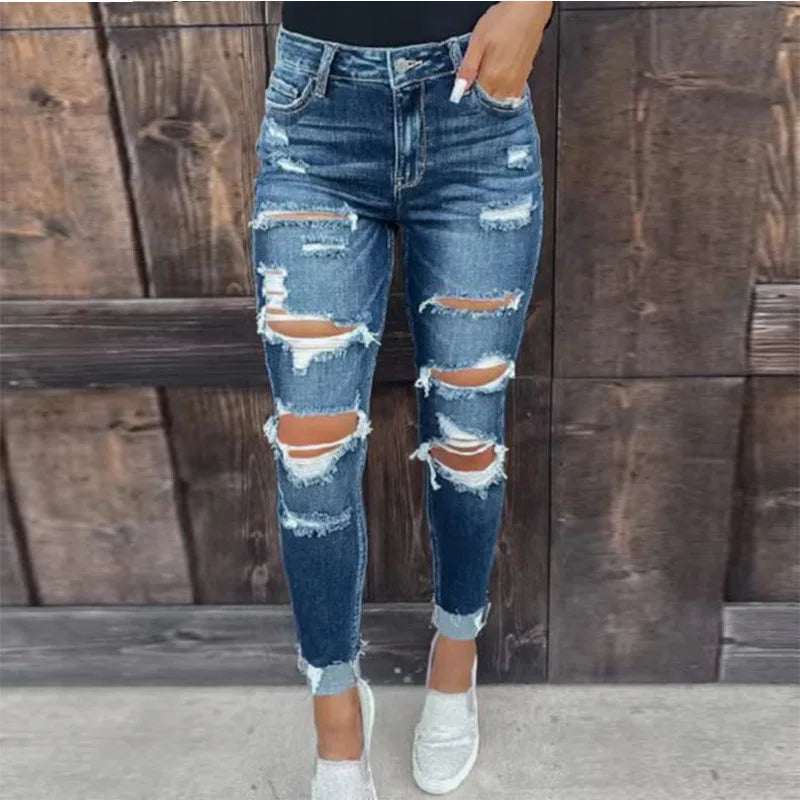 Women High Waist Casual Jeans