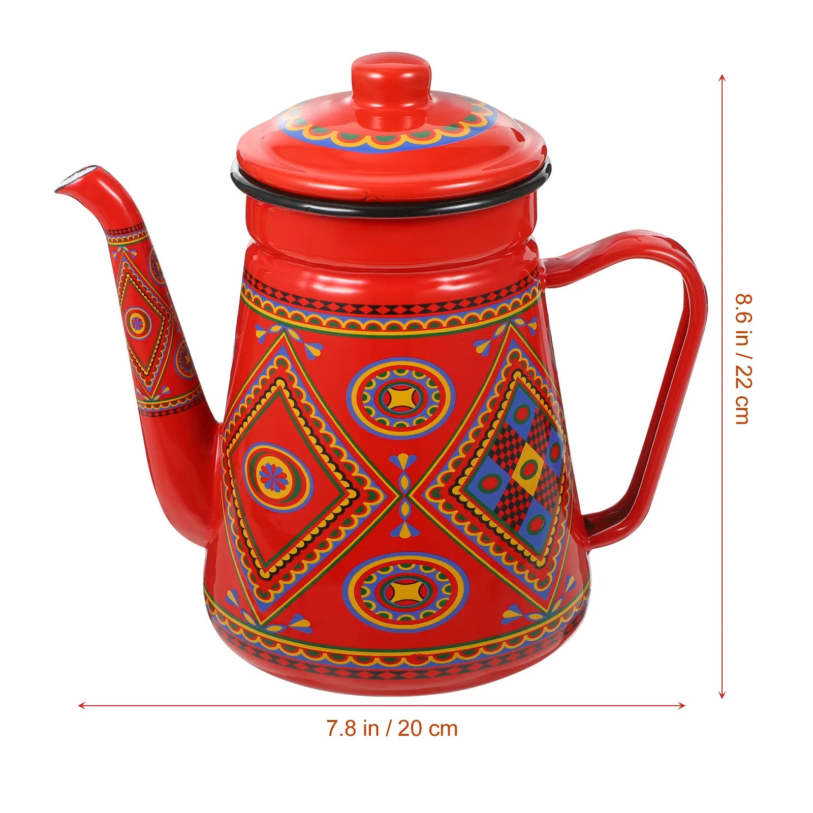 Red Enamel Coffee Pot Stovetop Tea Kettle - - Tea Supplies