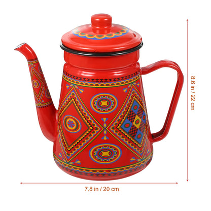 Red Enamel Coffee Pot Stovetop Tea Kettle - - Tea Supplies