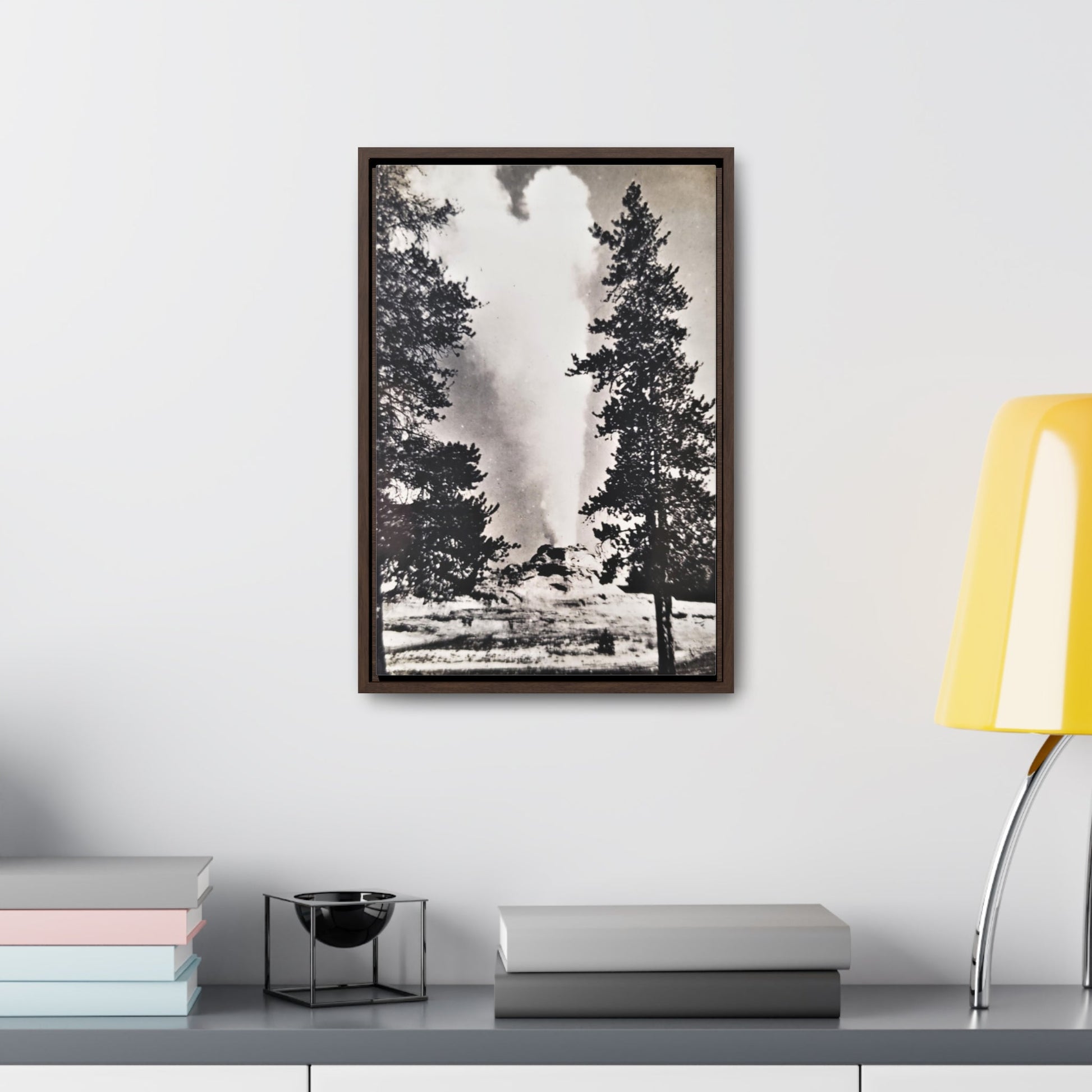Castle Geyser Yellowstone Gallery Canvas Wraps Vertical Frame - 12″ x 18″ Premium Gallery Wraps (1.25″) Walnut - Canvas