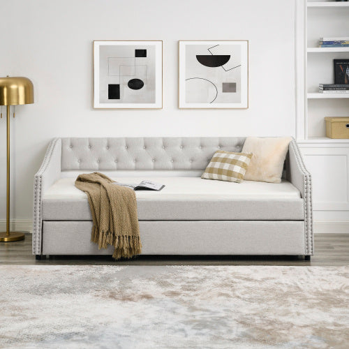 The Double Sofa Bed Has A Double Roller Upholstered Tufted Sofa Bed - - sofa bed