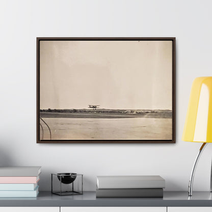 Plane Landing Omaha Airport 1939 Gallery Canvas 24″ x 18″ Walnut 1.25"