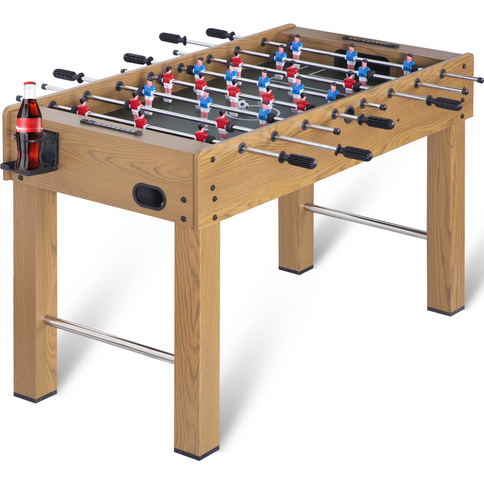 Classic 48in Wood Foosball Table - Home Arcade with Cup Holders - -