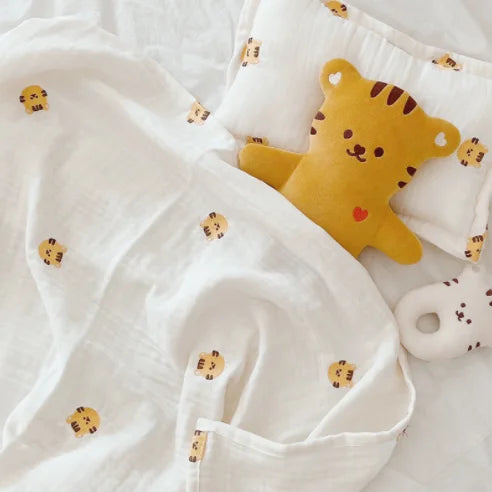 Cotton Quilted Infant Baby Pillow Lovely Embroidery Bear Pillow