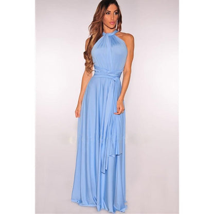 Long Wrap Dress - Light Blue Small - dress