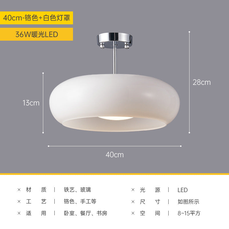 Nordic Brass Ceiling Light for Vintage Japanese Balcony - 40cm white + Chrome -36W Warm Light - light