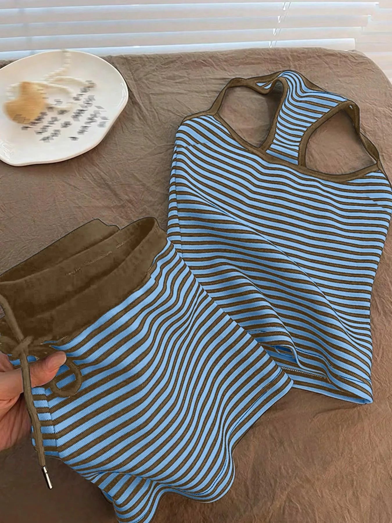 Striped Tank Top and Shorts Set- Shopimist- {{Product type}}