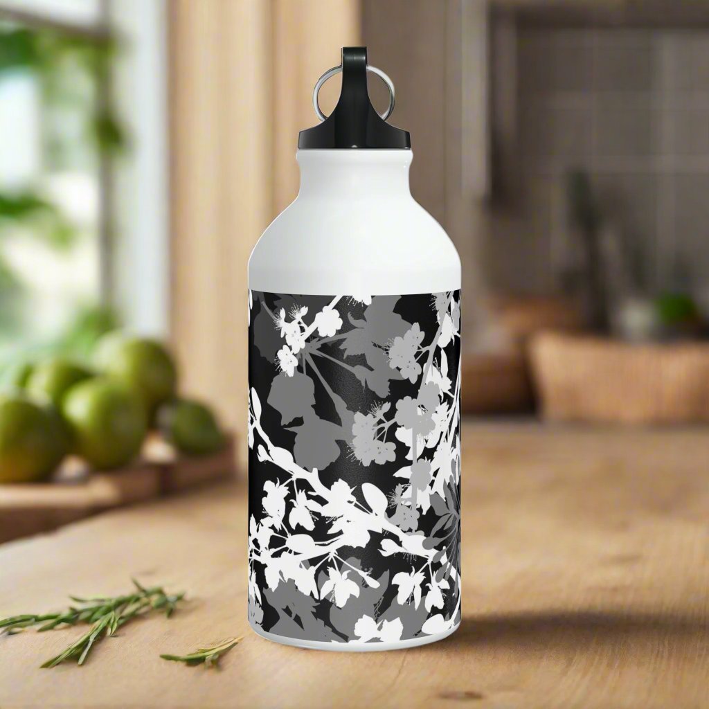 Black and White Blossoms Oregon Sport Bottle