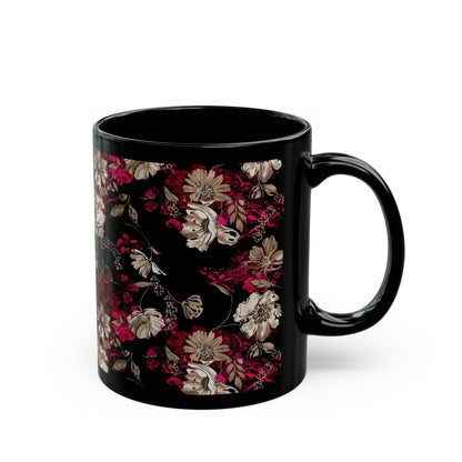 Rose Floral Black Mug - Kia Day Design
