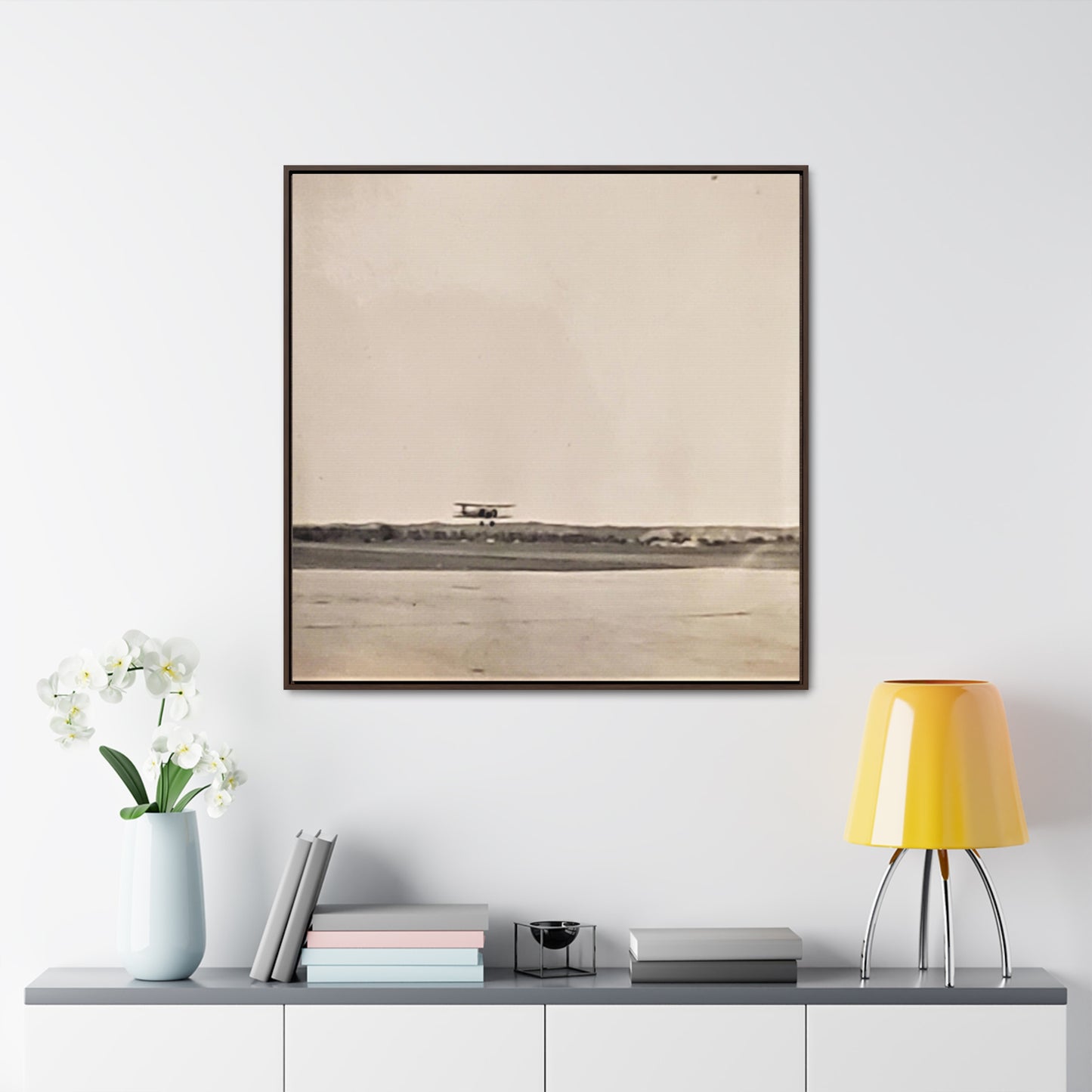 Plane Landing Omaha Airport 1939 Gallery Canvas Wraps, Square Frame