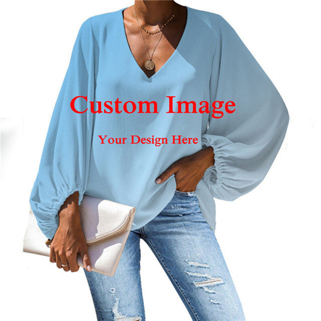 Womens Blouses Plus Size Chiffon Long Sleeve Loose Blouses