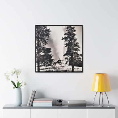 Castle Geyser Yellowstone Gallery Canvas Wraps Square Frame 30″ x 30″ Premium Gallery Wraps (1.25″) Black