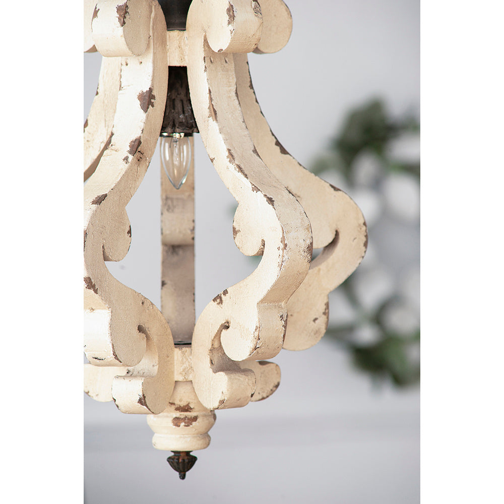 Farmhouse White Wood Ceiling Light - - light