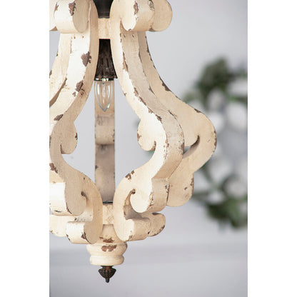Farmhouse White Wood Ceiling Light - - light
