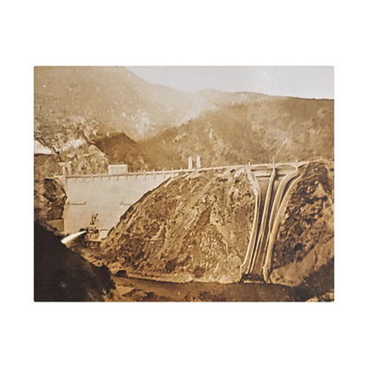Back View Morris Dam Spillway Satin Canvas Stretched 14″ x 11″ (Horizontal) 1.5"