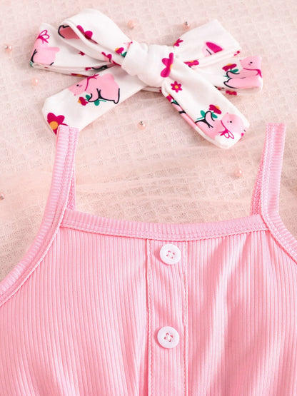 Children's Ruffle Hem Tank Top with Flare Pants and Headband Set- Shopimist- {{Product type}}