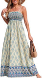CUPSHE Ditsy Floral Smocked Sundress Ruffled Spaghetti Straps - Blue Printed - dress