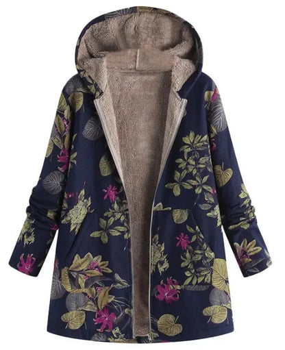 Cotton and Linen Cotton-Padded Long Outerwear Ladies Winter Coats Casual