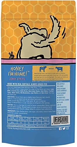 Honey I'm Home Buffalo Jerky Strips Dog Treats (3.5oz) - - Jerky Dog Treats