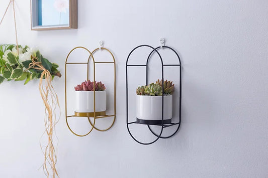 Metal Plant Hanger With Ceramic Pots Hanging Planter Vase Air Plant Containers