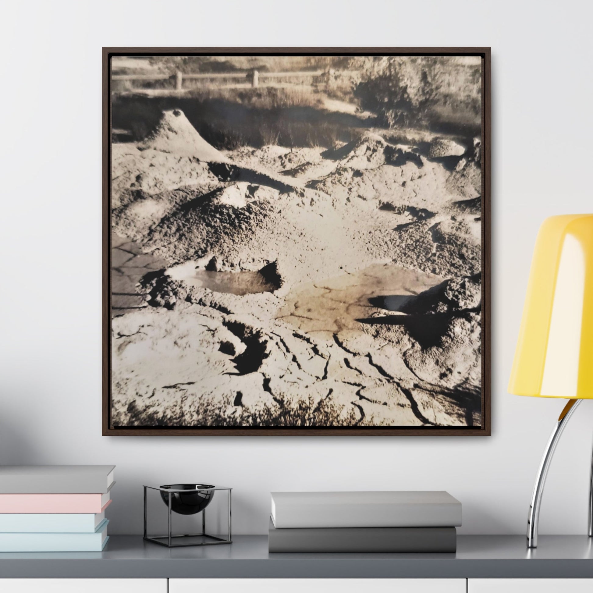 Yellowstone West Thumb Paint Pots Gallery Canvas Wraps Square Frame - 30″ x 30″ 1.25" Walnut - Canvas
