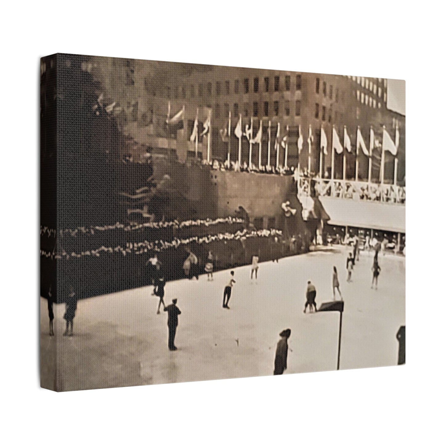 Rockefeller Plaza Easter 1945 Satin Canvas, Stretched