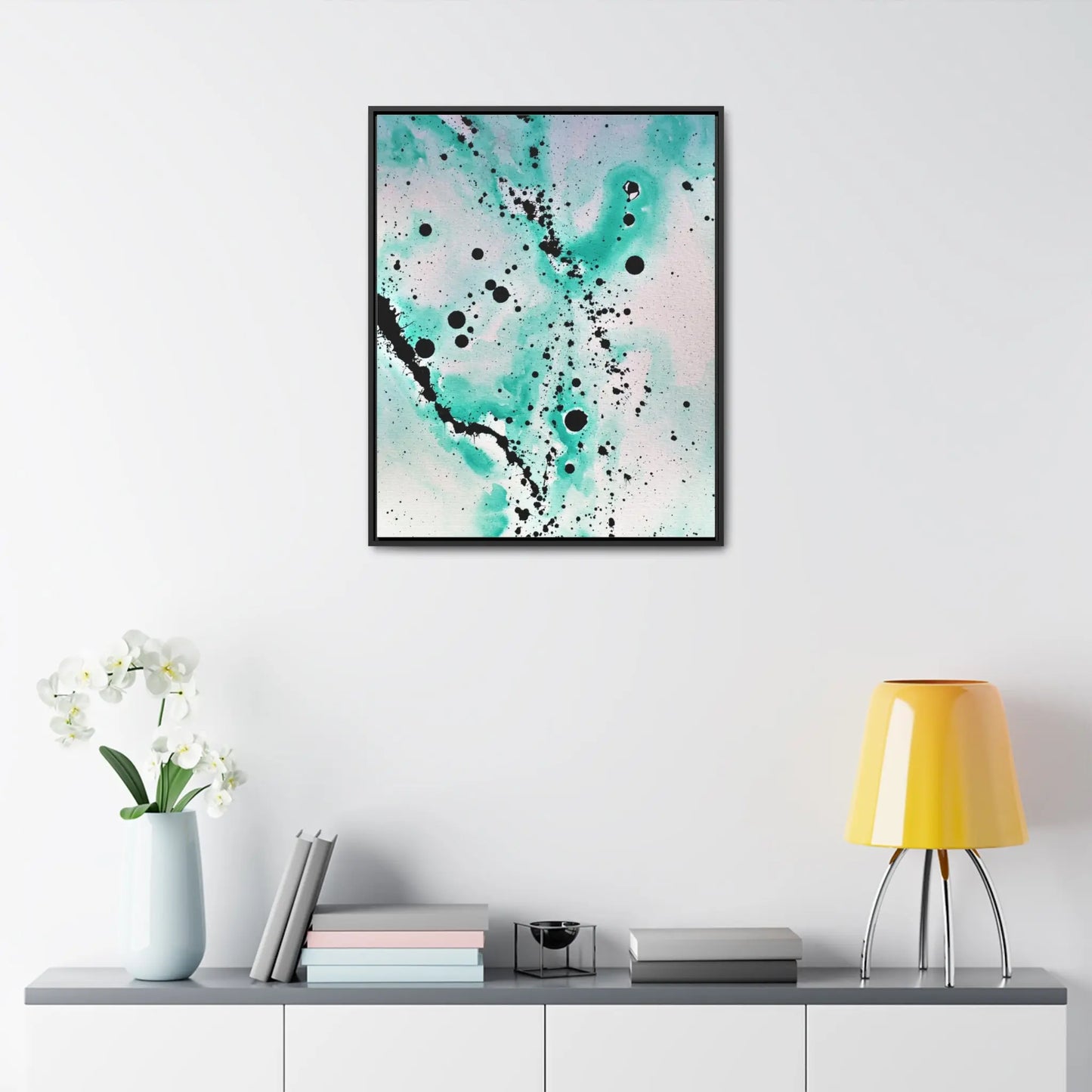 Teal Burst Gallery Canvas Wraps, Vertical Frame