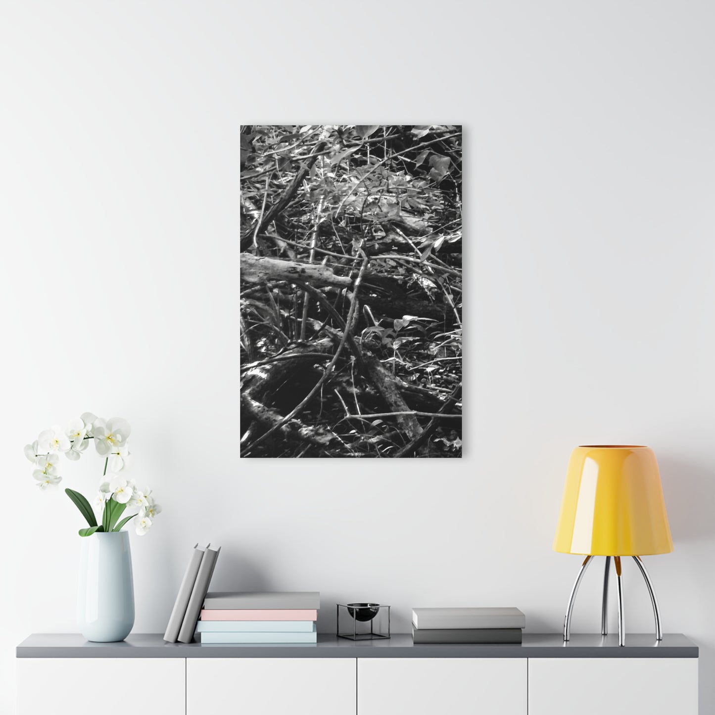 Black & White Deep Timber Path Acrylic Print French Cleat Hanging - - Home Decor