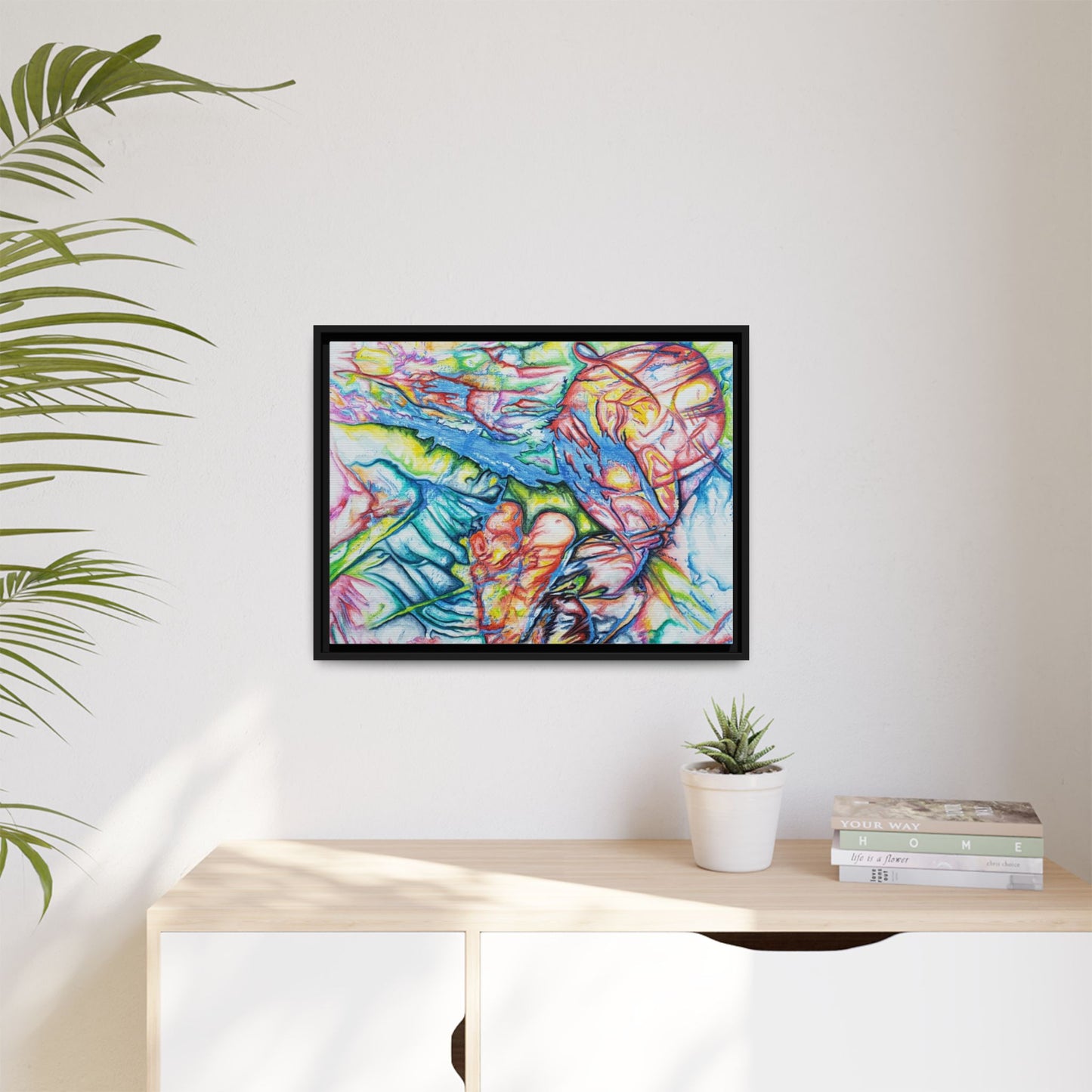 Multi-Color Abstract Framed Canvas Art Print - Kia Day Design