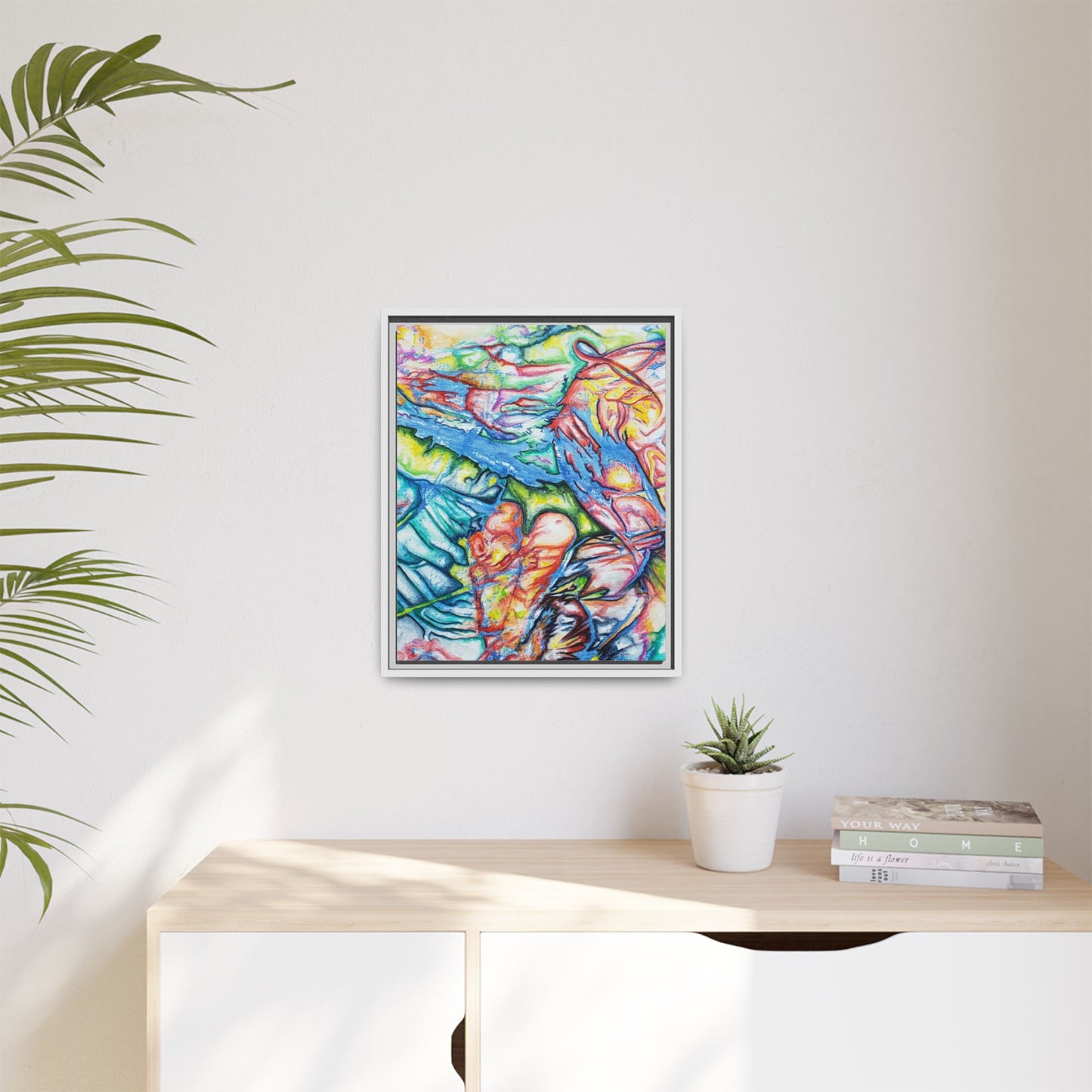 Multi-Color Abstract Framed Canvas Art Print - Kia Day Design