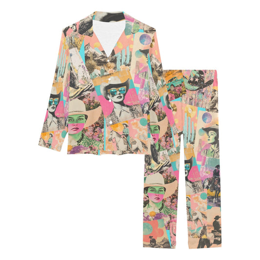 Baha Ranch Retro Pop Western Collage Pajama Set - - Pajamas Set's