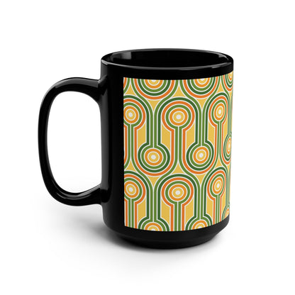 Retro Patterned 15oz Black Mug - Kia Day Design