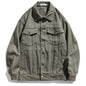 Retro Loose Jacket with Patch Design - Green M - jacket
