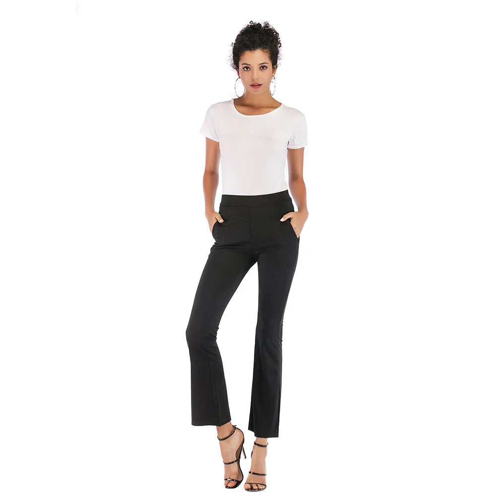 Women's Side Pockets Black Casual Pants