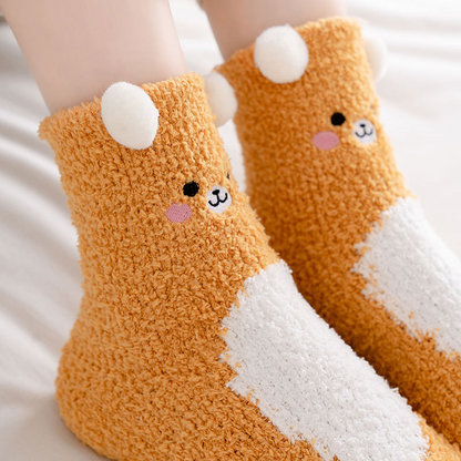Cartoon Coral Fleece Warm Socks - - socks