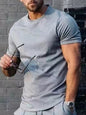 Men's Plus Size Solid Color Casual T-Shirt - Light Gray -