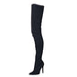 Sleek Suede Stiletto Over-the-Knee Boots - Black 34 -