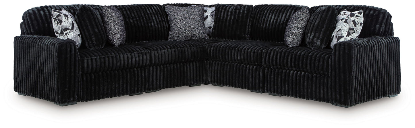 Midnight-Madness - Sectional - Black 5 Pc. Sectional - Stationary Sectionals