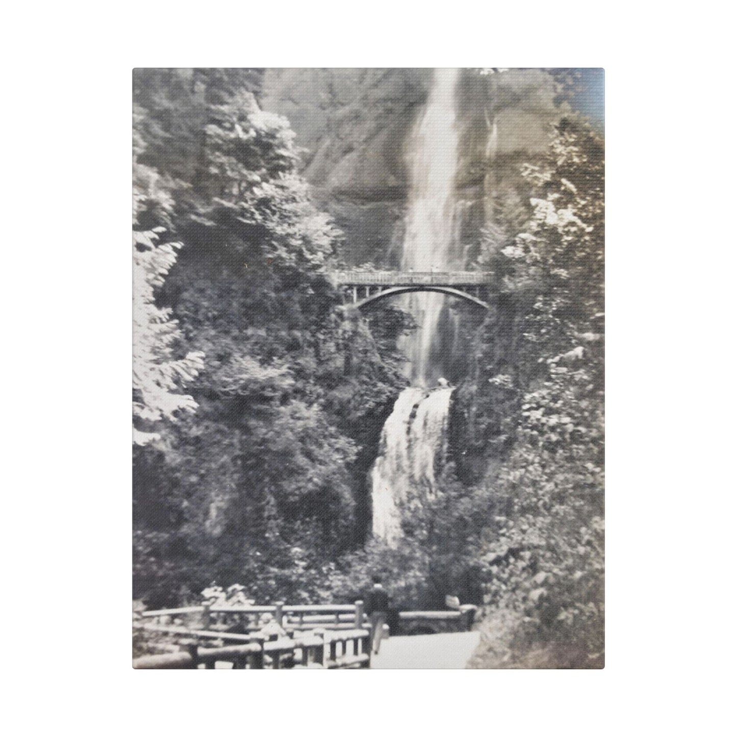 Multnomah Falls Oregon Satin Canvas, Stretched