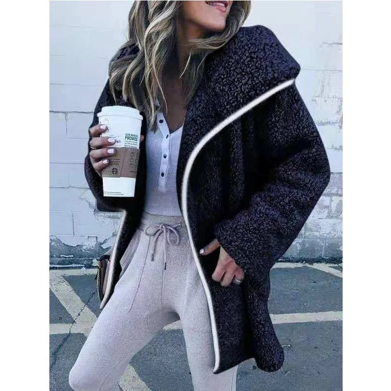 7 Color Women Winter Fleece Fur Fluffy Long Sleeve Hoodie Cardigan Coat Jacket