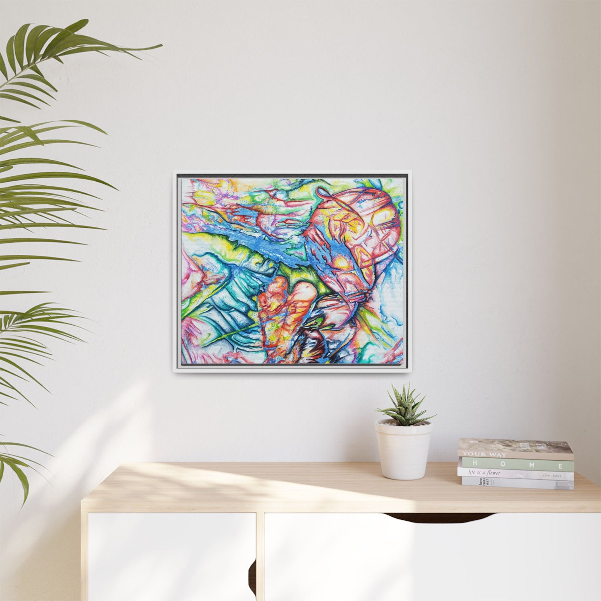 Multi-Color Abstract Framed Canvas Art Print - Kia Day Design